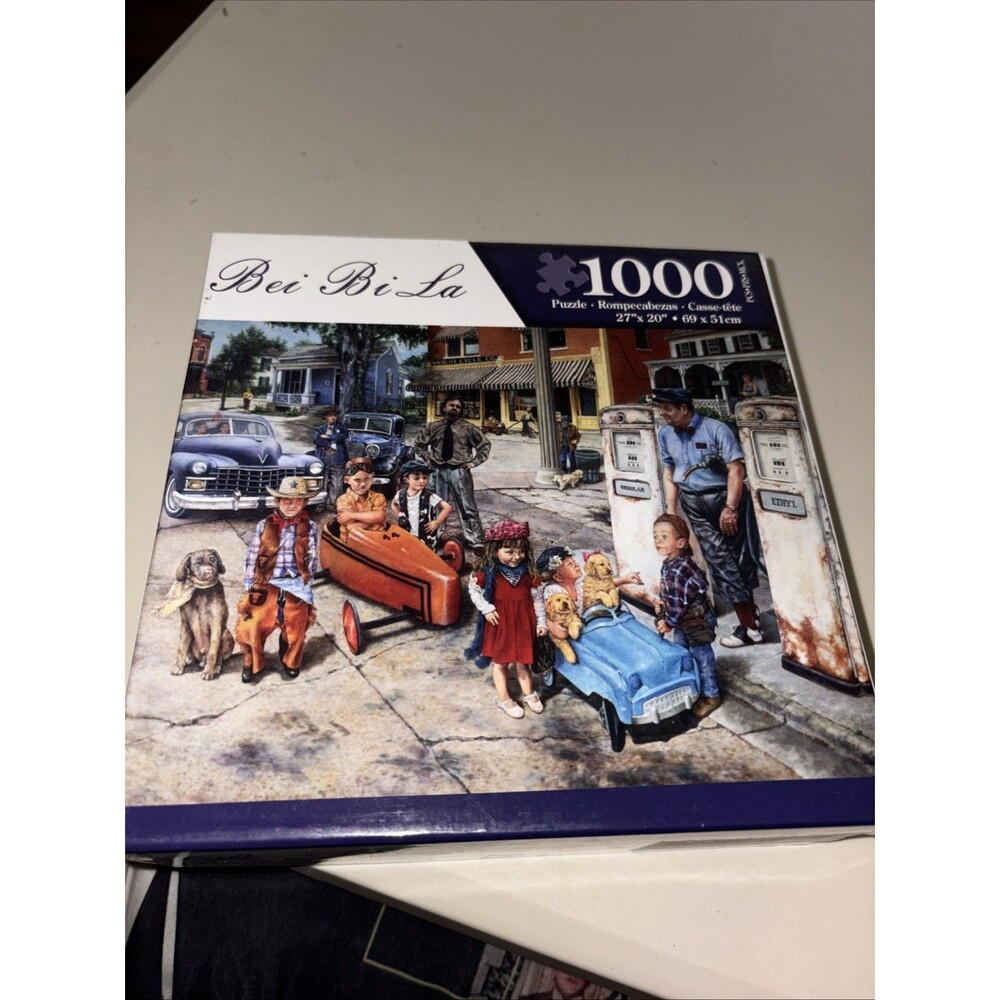 Bei Bi La 1000 Piece Puzzle Vintage Vehicles Peddle Cars Kids Puppies